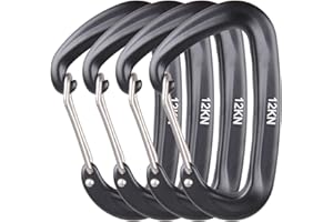 Azarxis 12kN Carabiner Clips Lightweight Aluminium D Ring Heavy Duty Wire Gate Snap Carabiners Gears for Hammock, Camping, Hi