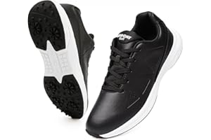 BKWHDAY Golf Shoes for Men Size 7.5-12.5 Mens Golf Shoes Spikeless – Black/White/White-Grey
