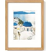 Axeman 9x12 Picture Frame - Solid Oak Wood 9 By 12 Photo Frame With Mat for 6x8 9''x12'' Tempered Glass and Hanging Hardware Included Home Wall Decor Hanging Frame, Oak