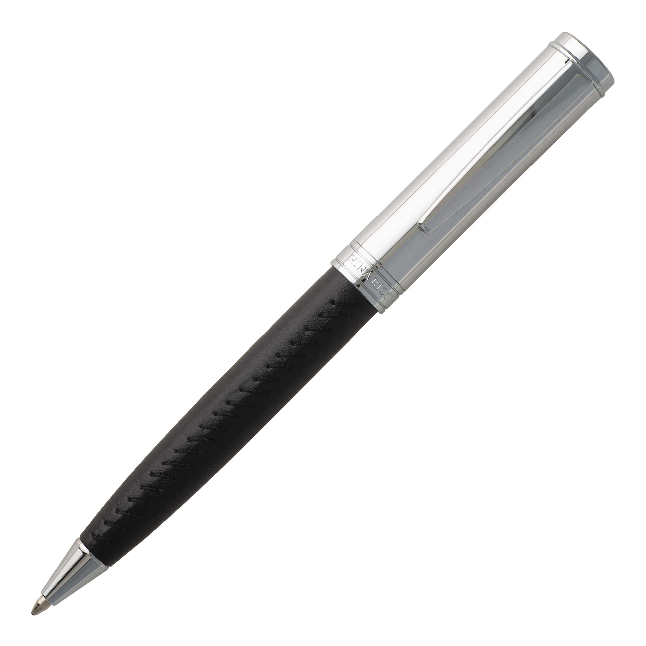 Nina Ricci Sellier Noir Luxury Ballpoint Pen, Premium Writing Pen, Black/Silver with Blue Ink