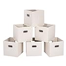 MaidMAX Cloth Storage Bins with Dual Plastic Handles for Home Closet Bedroom Organizers, Foldable, Beige, Set of 6