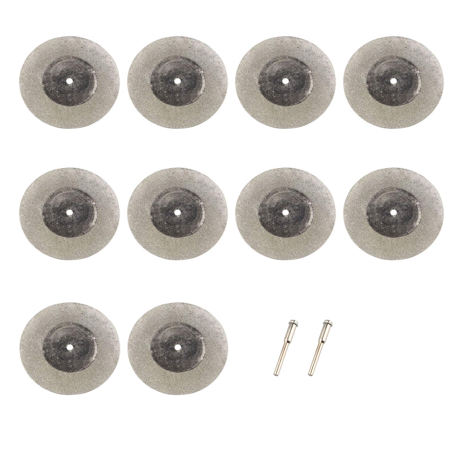 HALJIA 10pcs 50mm Diamond Saw Cutting Off Disc Wheels 2 Mandrel Shaft for Dremel Rotary Tools Stone Jade Rock Glass Cut Trim Shape