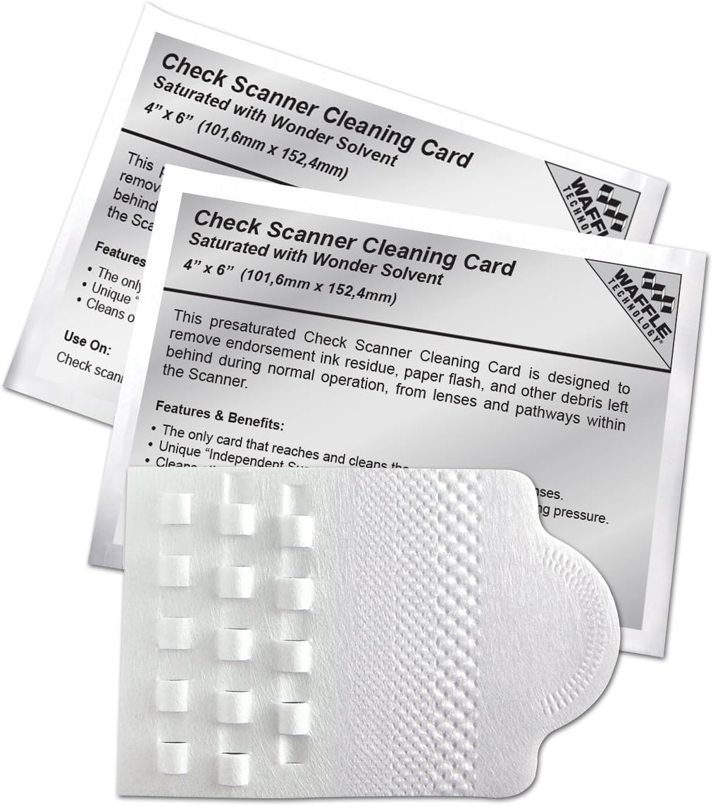 Digital Check scanner Cleaning card Featuring Waffletechnology