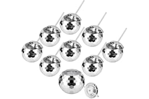 ktondic 9 Pack Disco Ball Cups, 20Oz Disco Drink Party Cups with Straw and Lid, Reusable Disco Ball Tumbler for Bachelorette Party, New Year's Eve Party