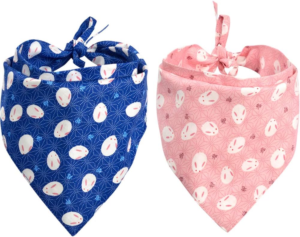 2 Pack Easter Dog Bandana Reversible Triangle Bibs Scarf Accessories for Dogs Cats Pets Large