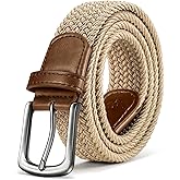 KEMISANT Men Belt-Stretch Woven Braided Belt For Gift Men Golf Casual Jeans Dresses with Nylon Canvas 1 3/8"