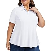 Casei Women's Plus Size Golf Polo Shirts Short Sleeve Collared Tennis Workout Tops Loose Fit UPF 50+