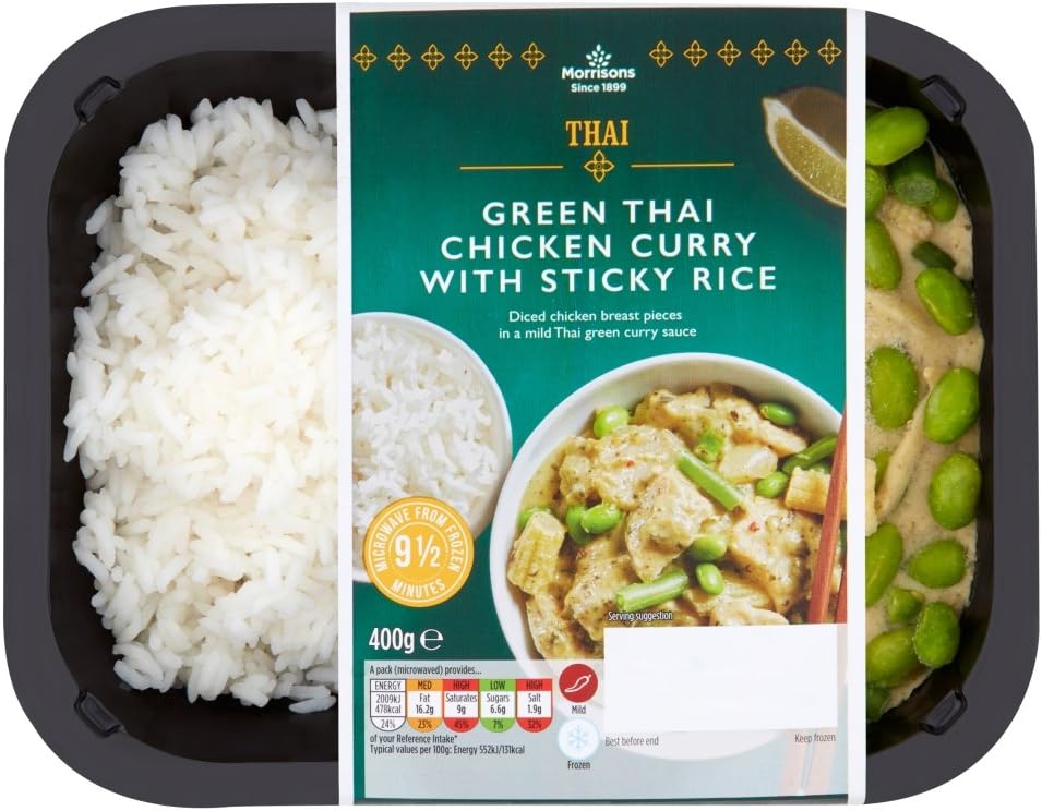 Morrisons Thai Green Thai Chicken Curry with Sticky Rice, 400 g (Frozen