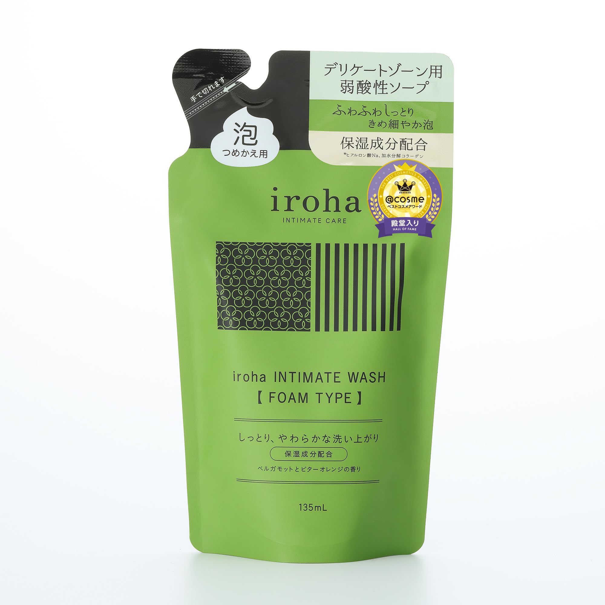 【@cosmeベスコス殿堂入り】iroha イロハ デリケートゾーン専用ソープ 泡タイプ ベルガモットとビターオレンジの香り 詰め替え用 135ml商品画像