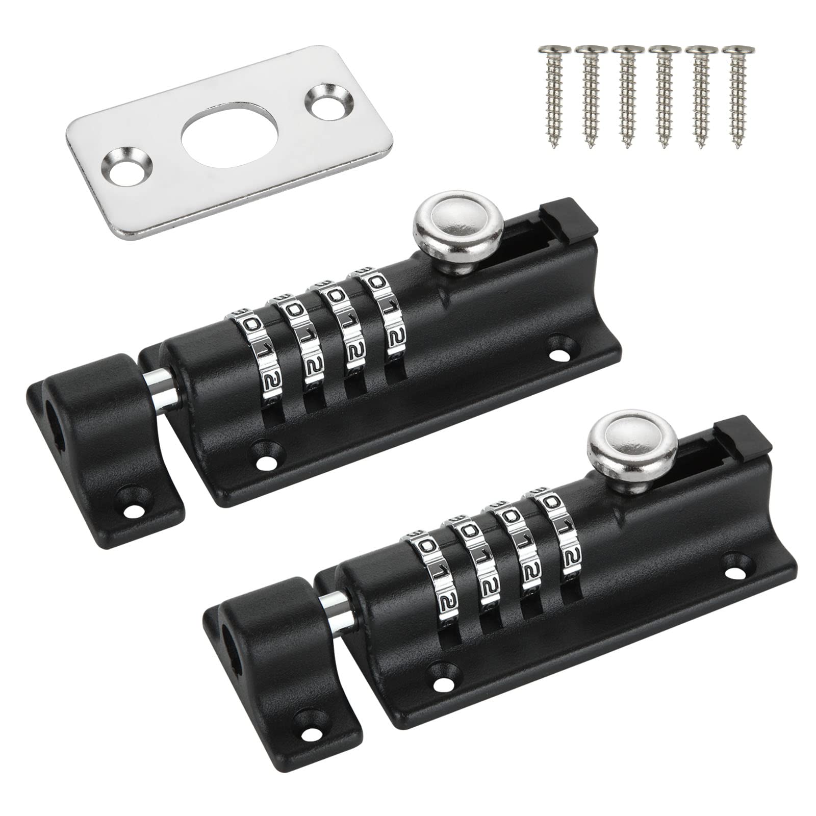 YOUNTHYE 2PCS Combination Locking Bolt, 120mm Zinc Alloy Combination Bolt Lock 4 Digit Combination Gate Locks for Wooden Gates, Sliding Lockable Gate Lock for Shed, Fence, Garage