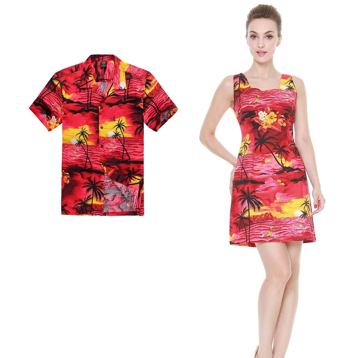Couple Matching Hawaiian Luau Outfit 