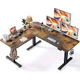 SIAGO L-Shaped Standing Desk - 63 x 55 Inch Adjustable Corner Standing Desk with Charging Station - L Shape Sit Stand Table with Memory Controller, Splice Board for Home Office