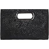 Crushed Metallic Top Handle Clutch