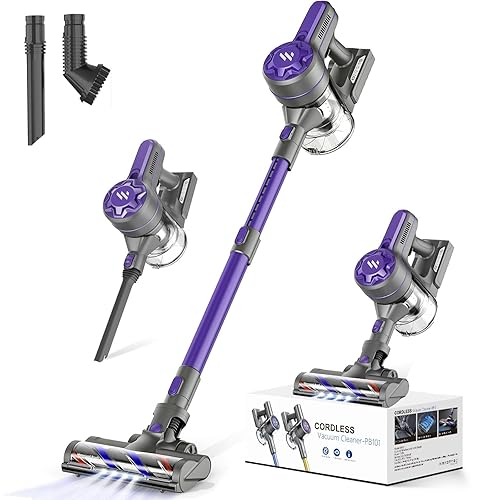 Cordless Vacuum Cleaner, Vacuum Cleaner for Home with 80000 RPM High-Speed Brushless Motor, Up to 40 Mins Runtime, 2 Adjustable Suction, Anti-Tangle, Lightweight Stick Vacuum for Hard Floor