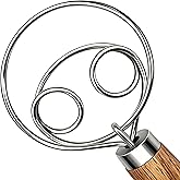 TEEVEA Danish Dough Whisk Stainless Steel Wooden Handle for Sourdough Bread | Replaces Bread Spoon, Dough Hook &amp; Hand Mixer, Food-Grade 304 Head, 4-Loop Heavy Duty Mixing, Easy Clean, for Pizza &amp; Pastry
