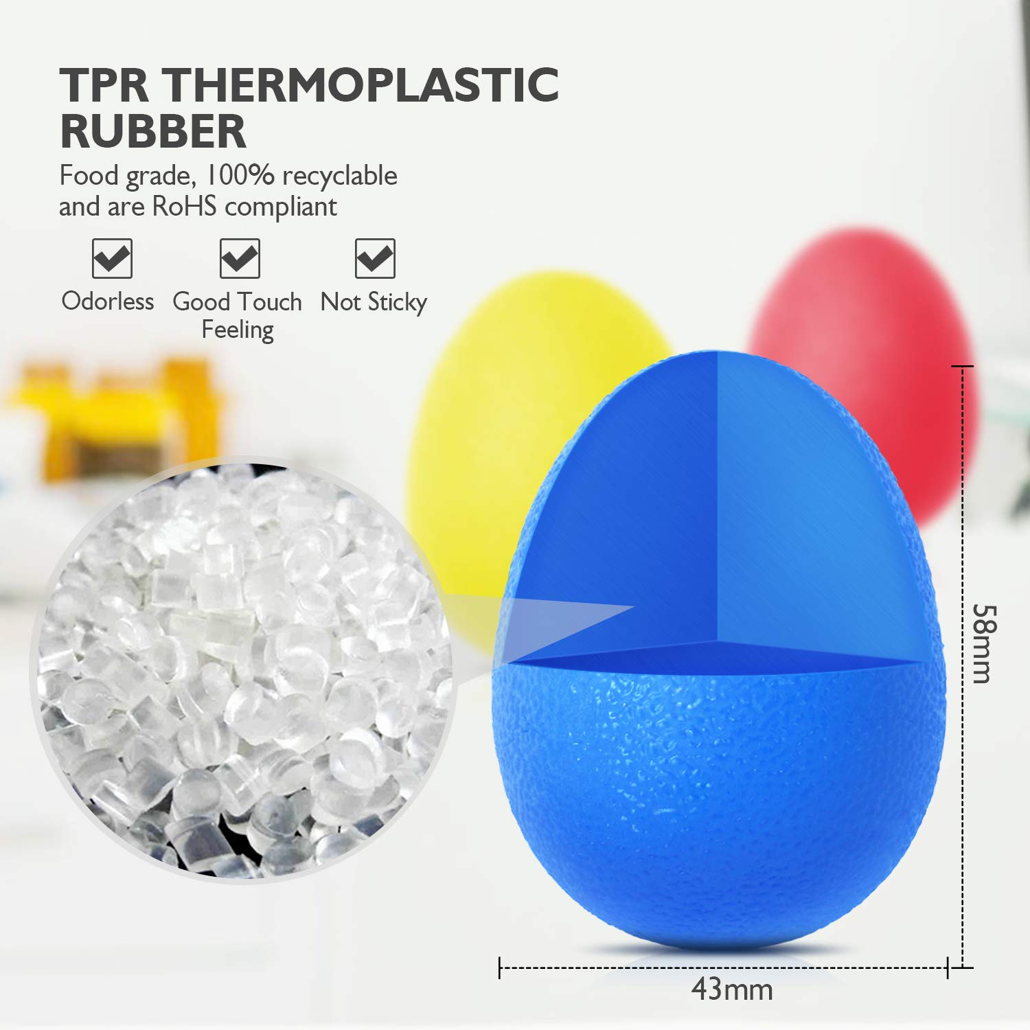 Peradix Hand Grip Stress Relief Ball Fidget Toys Strength Trainer Fits Both for Adults and Kids (3PC)(Medium Size 5.84cm)