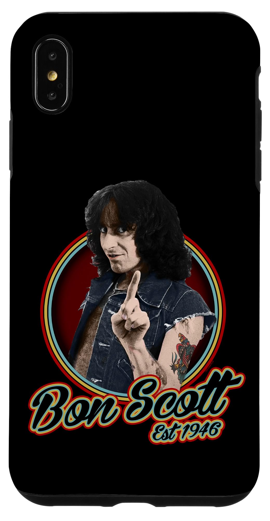 Bon Scott Retro Circle Photo Est 1946 Case for iPhone XS Max
