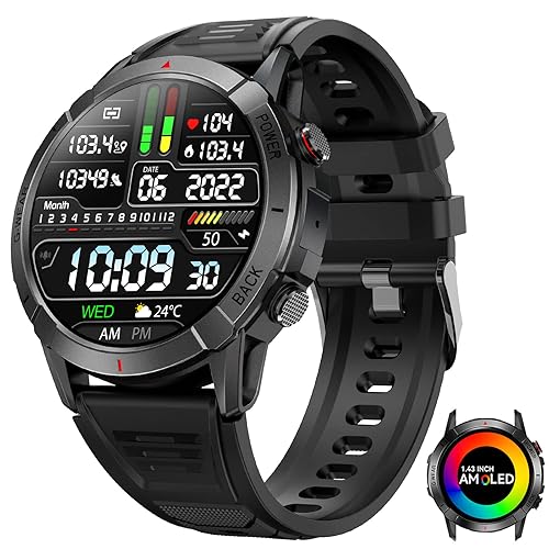 Military Smart Watches for Men with Bluetooth Call AMOLED