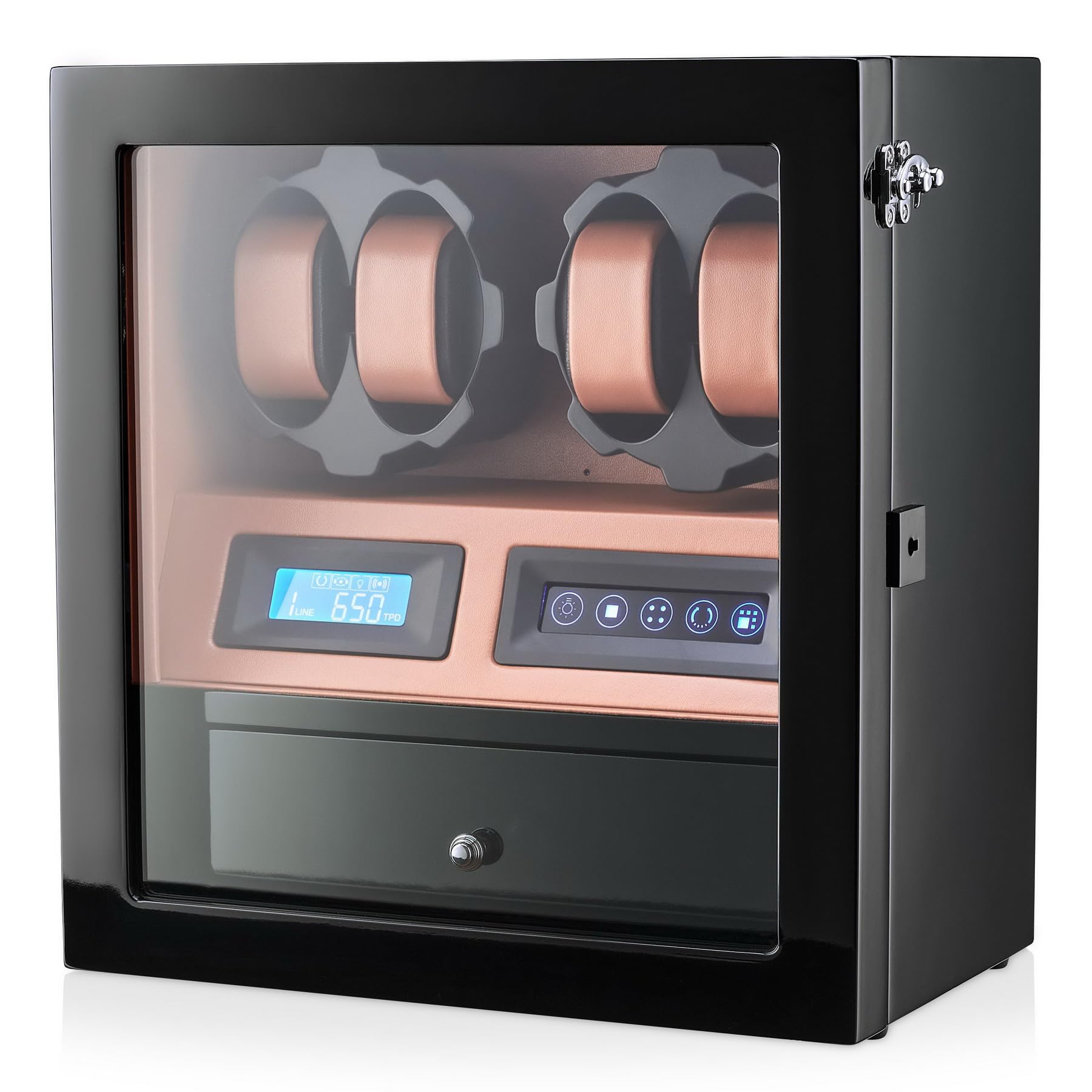 Leader WATCH WINDERS 4 Watch Winder with 5 Watch Storage Space, LCD Display, Touch Control and Interior Light