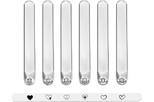 Yoption Heart Jewelry Metal Stamping Set, 6 Pcs Metal Stamps Heart-Shaped Punch Stamping Set 3mm for Stamping/Punching Metal, Jewelry Working