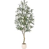 FEELEAD 7ft Olive Trees Artificial Indoor with Planter- Tall Faux Olive Tree 7 feet (84") with Pot, Fake Plants Natural Olive Branches and Realistic Leaves Olive Silk Tree for Home Office Decor