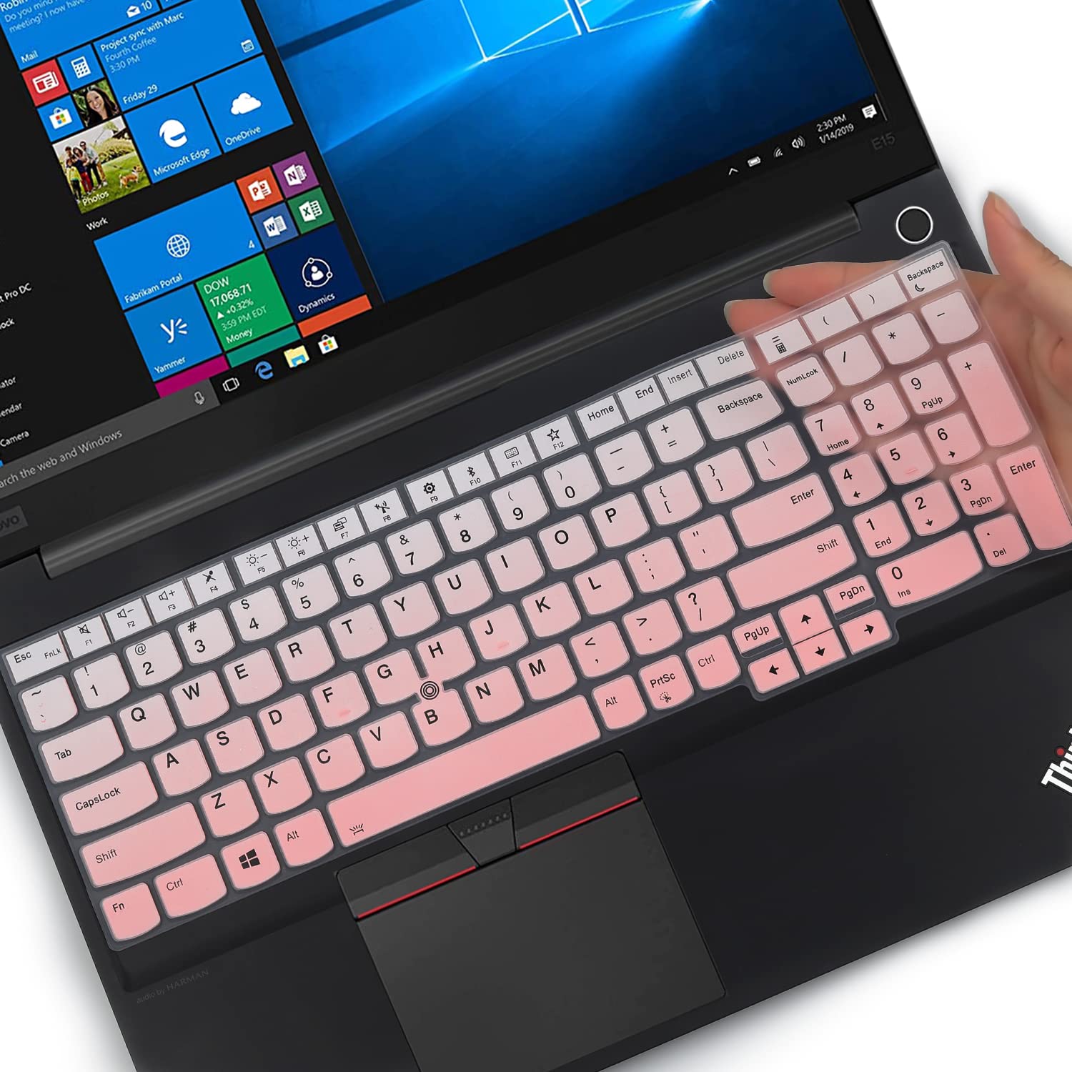 Photo 1 of Keyboard Cover for 15.6" Lenovo ThinkPad E15 E580 E590 E595, ThinkPad L15 Gen 2 1 L580 L590 |ThinkPad 15 P51S P52 P52S P53 P72 P73 T15 T15p T570 T575 T580 T590 with Numeric Keypad US Layout -GPink