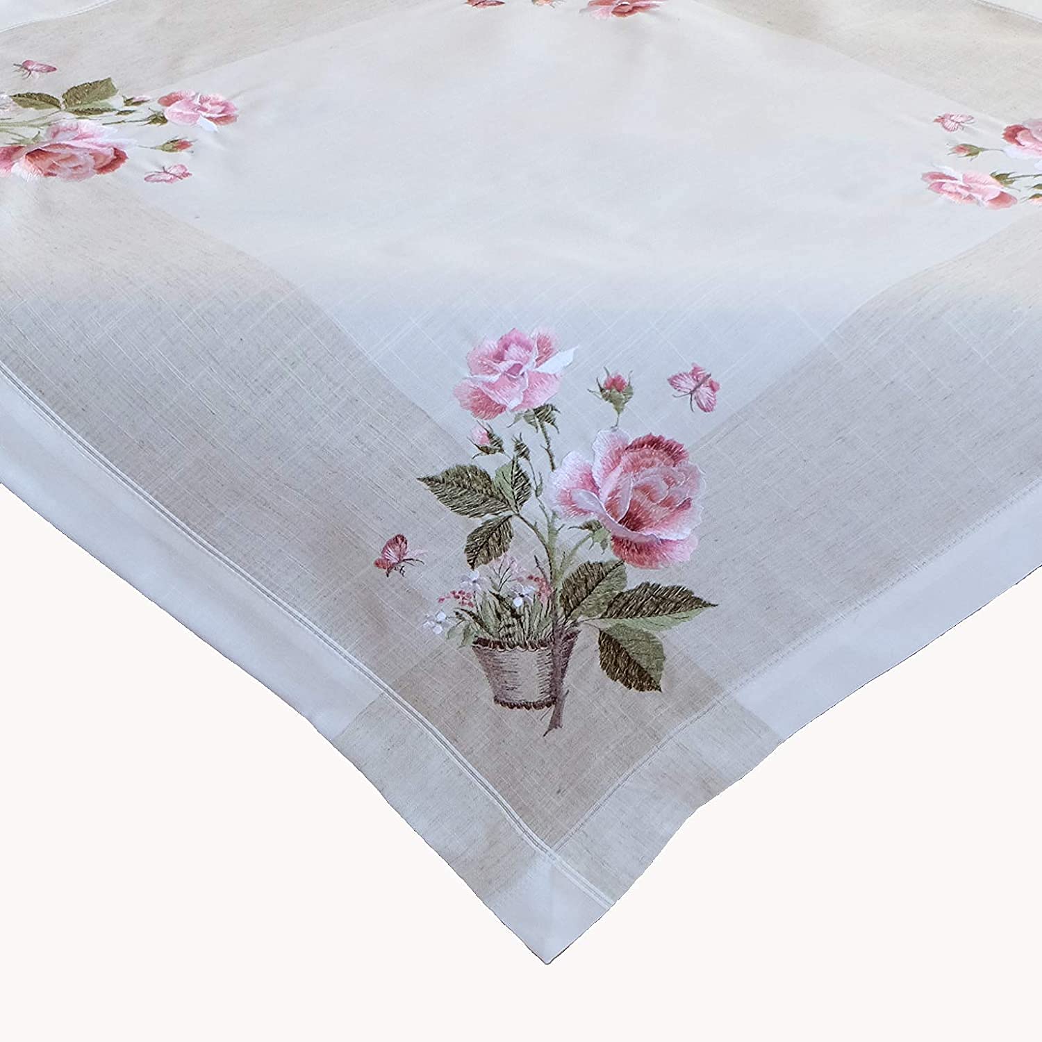 Raebel Tablecloth - Embroidery Roses and Baskets Tablecloth - (40 x 90 cm) - Easter - Spring