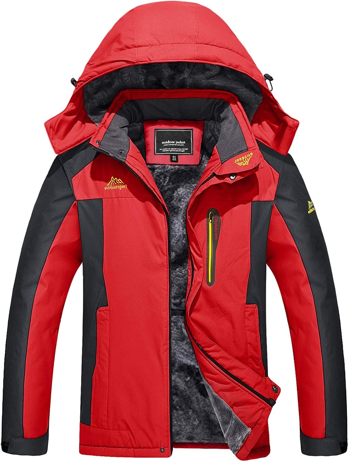 TACVASEN Men's Outdoor Jackets Winter Waterproof Windproof Ski Snowboard Fleece Lined Jacket Hooded: Clothing