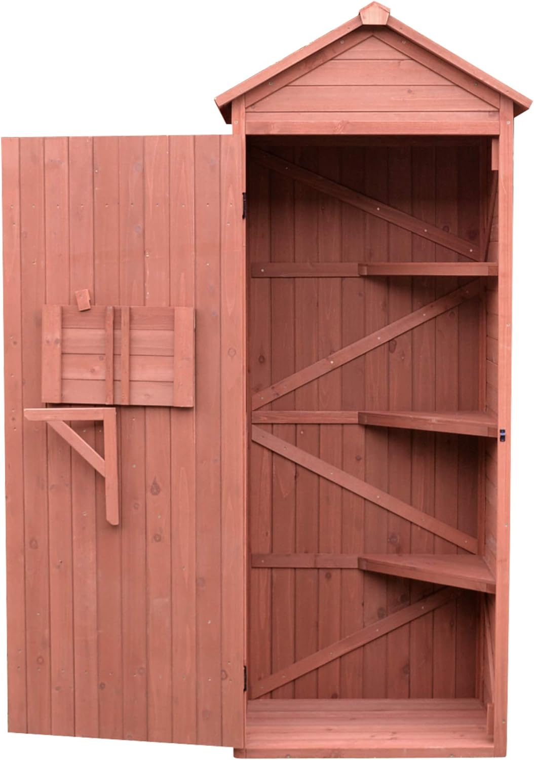 suncast pt4500 cedar potting bench on Amazon Com Leisure Season Vsd9381 Vertical Shed With Drop Table Brown Wooden Tool Storage Cabinet With Shelves Lockable House Garden Patio Backyard Organizer Outdoor Hardware Enclosure Unit Cedar Garden Outdoor