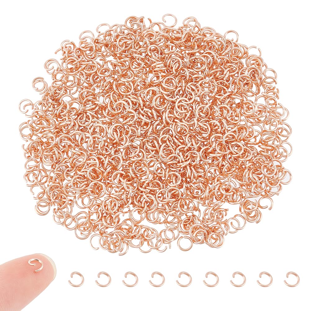 UNICRAFTALE 1000Pcs 304 Stainless Steel Open Jump Rings 4mm Round Rings Rose Gold Jump Rings for Jewelry Making Connectors Rings for DIY Craft Earring Bracelet Pendant Choker Making and Key Ring Chain