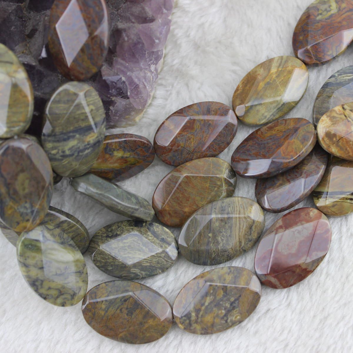 Natural AAA Crazy Lace Agate Beads Loose Gemstone Beads for Jewelry Making Strand 15 Inch (20x30mm, 13pcs)