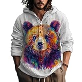 domirica Hoodies For Men Graphic Long Sleeve Half Button Casual Big And Tall Lightweight Quick Dry Gym Hooded Sweatshirts