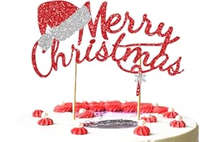 HAZYORE Merry Christmas Cake Topper, Christmas Cake Decoration Christmas Party Cake Decoration