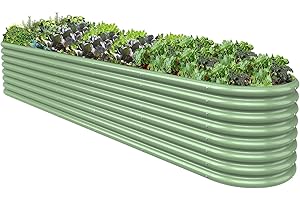 BTDVR 11FT(L)×2FT(W)×1.5FT(H) Raised Garden Bed Outdoor for Vegetable, 12 in 1 Adjustable Clearance Raised Garden Beds for Flower, Garden Planter Box for Herb, Fruit-Light Green