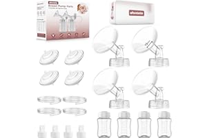 AFONTOTO Pump Parts Compatible with Spectra S1/S2/9 Plus Breastpump, 4 Set Replacement Parts for Spectra Include 19mm Flange,Duckbill Valve,Backflow Protector,Tube,Bottle, Not Original Spectra S2 Accessories