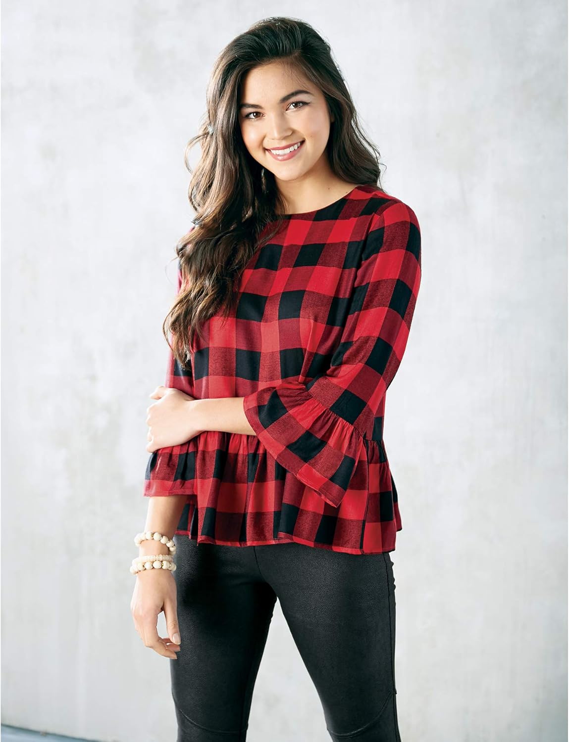 buffalo plaid peplum top