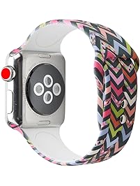 Sunmitech Compatible Apple Watch Band 38mm 42mm, Silicone Printed Sport Bands Replacement iwatch Strap Bracelet Wristband Compatible with Apple Watch Series 3 2 1,S/M M/L Size