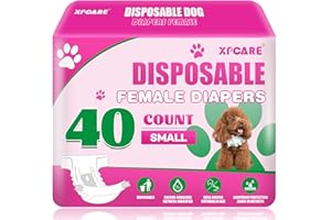 XPCARE 40 Count Disposable Female Dog Diapers, Super Absorbent, Leak Proof, Dog Diapers,Dog Period Diaper Female, for Incontinence, Estrus Female Dogs (Small)
