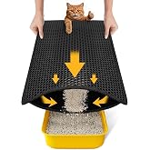Cat Litter Mat Compact Size 23.6"x14.6" for Small Spaces, Upgrade Waterproof Leakproof Back Layer, Honeycomb Trapping Mat, Washable, Easy to Clean, Scatter Control Kitty Litter Matt, Black