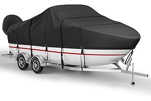PuroShelt 600D Boat Cover, 12-14FT Heavy Duty Marine-Grade Canva, Fits Width 68in V-Hull, Fish&Ski, Pro-Style, Fishing, Runab