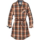 Legendary Whitetails Womens Plaid Flannel Dress with Pockets and Belt Long Sleeve Button Up Tunic