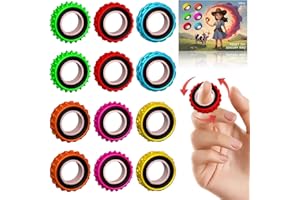 BAIGALD Sensory Toys Fidget Rings for Kids,Finger Spinner Rings,Texture Stress Toys for Kids Autism Calming,Quiet Desk Fidgets for Classroom Anxiety Office for Teens,Pain Stim Stress Relief Sensory Rings(12)