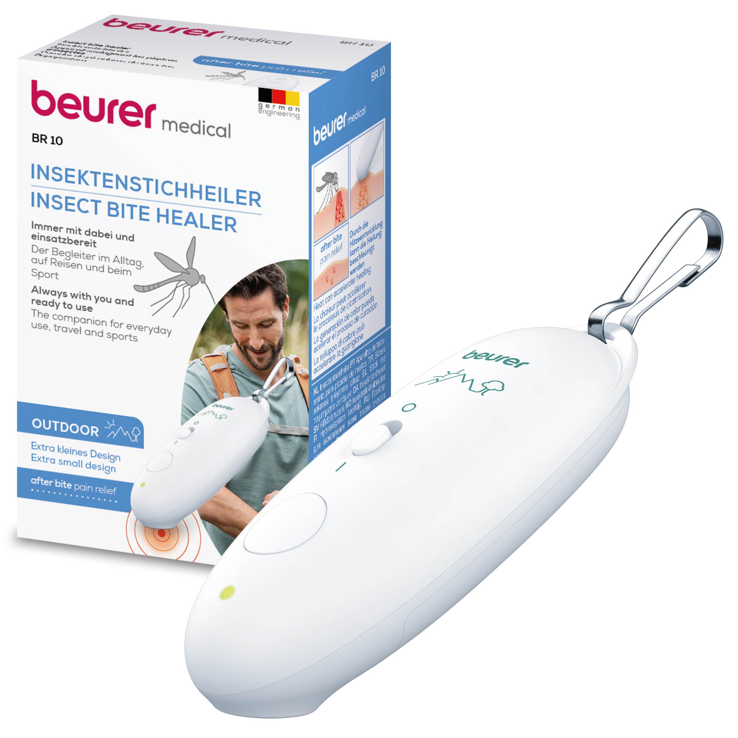 Beurer BR10 Insect Bite Healer Pen for the treatment of insect bites and stings for natural relief from itching and swelling, extra small heat stick with snap hook