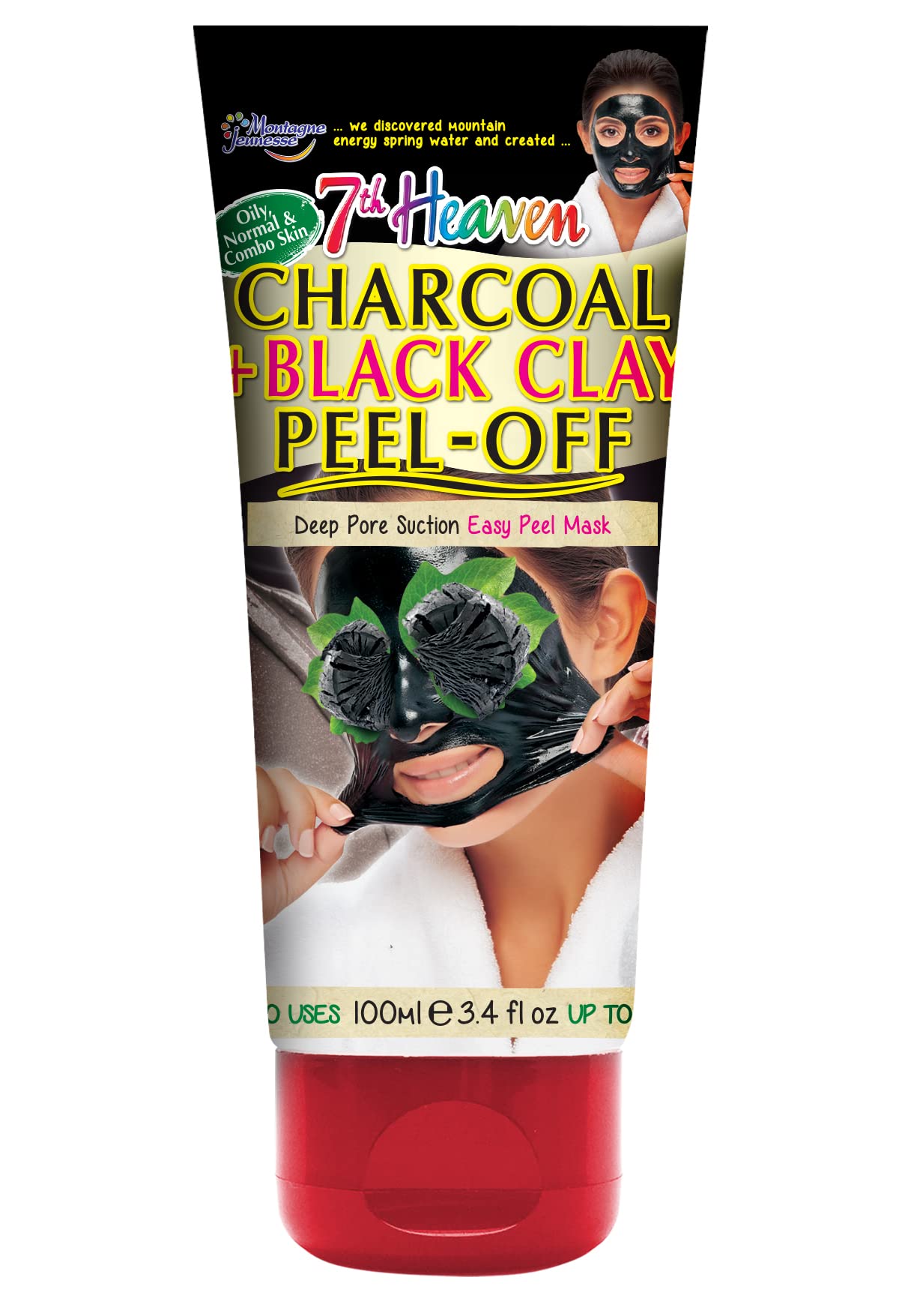 7th Heaven Charcoal & Black Clay Peel Off, 100 ml tube with Witch Hazel for Ultra Clean and Smooth Skin