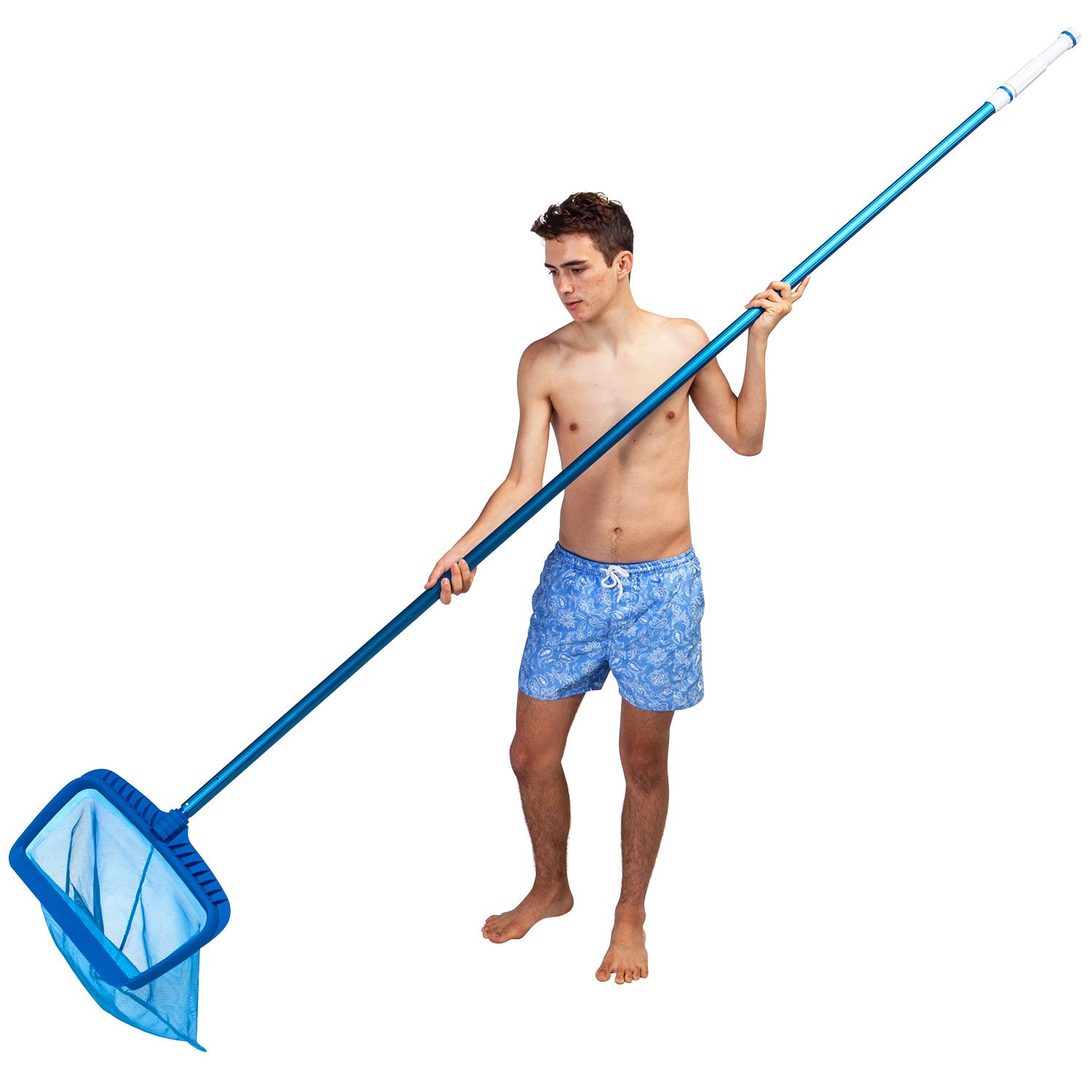 U.S. Pool Supply Professional Heavy Duty 20" Swimming Pool Leaf Rake with Deep 16" Net Bag - Fine Mesh Netting, Easy Scoop Edge - Fast Cleaning, Debris Pickup Removal, Fits Standard Swimming Pool Pole