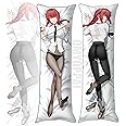 Japanese Anime Role Makima Hugging Body Pillow Case 19"x59" Comic Throw Body Pillow Cover for Otaku's Bedding Deco (Beige)