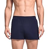 HEAVYWOOD Mens Pajamas Shorts 3 Inch Cotton Lightweight Lounge Active Workout Shorts Sleep Bottoms with Slightly Elastic