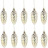 DECHOUS 10Pcs Christmas Pinecone Ornaments Ball Golden Plastic Decorative Christmas Pine Cone Ornaments for Xmas Tree Hanging Holiday Party Festival Pendants