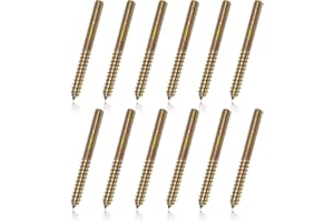 LOUZAGO 12 Pcs Hanger Bolts, 3/8-16" x 4" Double Headed Screws Self-Tapping Wood Dowel Screw for Furniture (3/8-16" x 4")