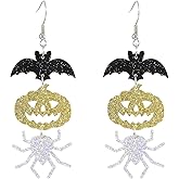 Halloween Earrings for Women Included Skull Earrings Pumpkin Earrings Ghost Earrings Halloween Stud Earrings Spooky Spider Web Bat Earrings for Women Halloween Jewelry for Party Accessory